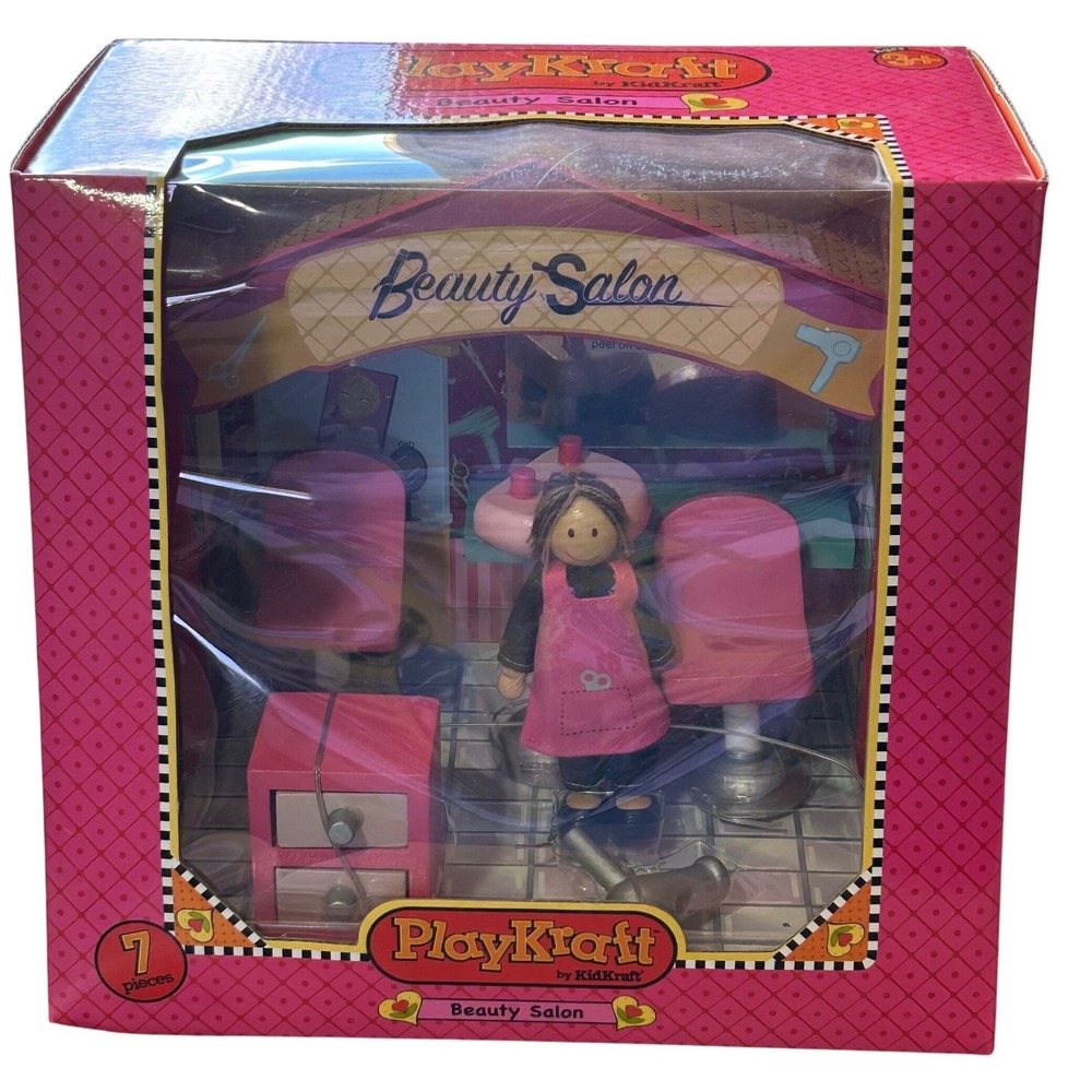 KidKraft PlayKraft Beauty Salon Wooden Dollhouse Playset 7 Piece New in Box